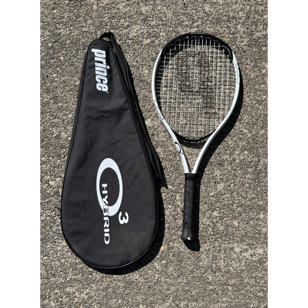 Prince O3 Hybrid Spectrum Tennis Racquet 4 1/4 Grip Oversize White Black Case